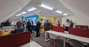 Castle Hill Work Hub Launch Pic with People Talking