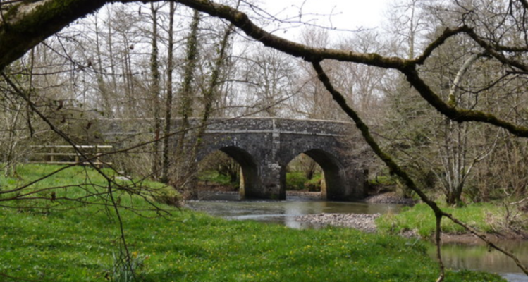Bridge above a river in Shebbear and Langtree ward