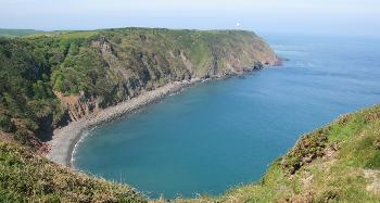 DCA 31: View west from South West Coast Path of Hartland Point and Shipload Bay (AONB Copyright).