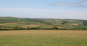 DCA 44: Looking towards Mullacott AONB boundary across a rolling patchwork of hedgerow-bound fields. © North Devon Coast AONB.  
