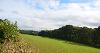 DCA 63: View to a densely wooded upstream section of the River Torridge from the A396, looking over a newly sown arable field on the valley floor.