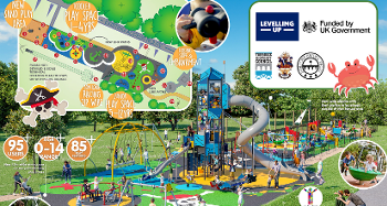 visualisation of new victoria park play area with slides and swings and other play equipment