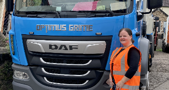Nikki Jarvis stood beside the truck named Optimus Grime