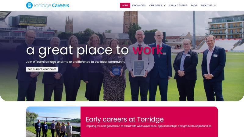 Screenshot of the homepage of the new Careers Website