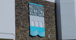 Torridge District Council logo on the front of Riverbank House building