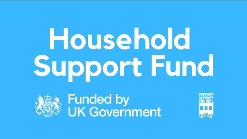 Light blue background with the words Household Support Fund and the Torridge Council logo 