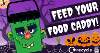 Graphic of a Frankenstein food caddy with the text 'Feed Your Food Caddy'.