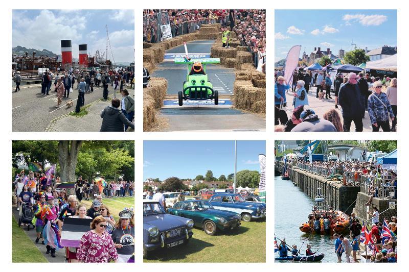Collage of 6 images, showing different Bideford Events 