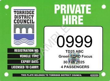 Sample Private Hire Plate