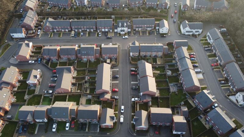 Birds-eye view of housing estate