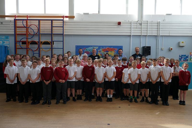 Pupils and Torridge Officers pose for a photo after the event