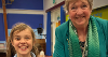 Councillor Hodson with the winner from St Margaret's school receiving her prize, which is a large Crayola art set. 