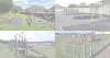 collage of 4 images of the how the play parks look before the works