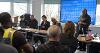 The Police and Crime Commissioner, Alison Hernandez, attending the meeting with Torridge District Council Leader, Councillor Ken James, presenting